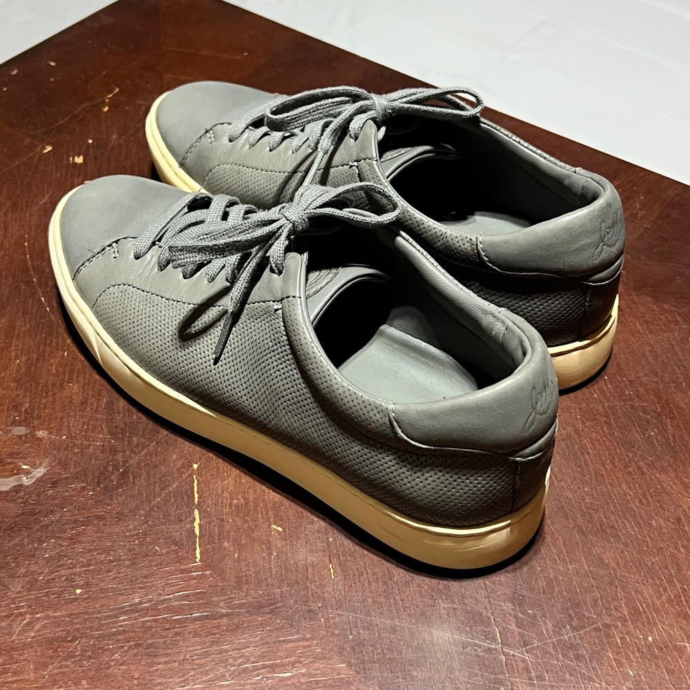 Johnston & Murphy Collection Mens 8M Grey Perforated Leather Sneakers 24-6509